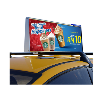 표준 크기 960x320mm과 1920Hz 야외 택시 상부 LED 디스플레이